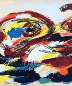 Head in red landscape - Karel Appel