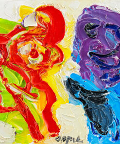 Mannetje met rode bloem - Karel Appel